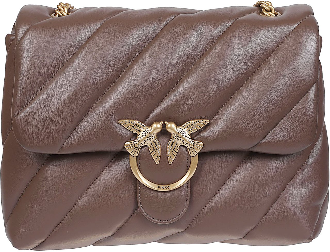 Pinko Love Big Puff Maxi Quilt Bag Brown Bruin