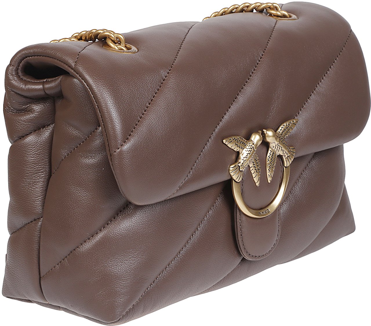 Pinko Love Classic Puff Maxi Quilt Bag Brown Bruin