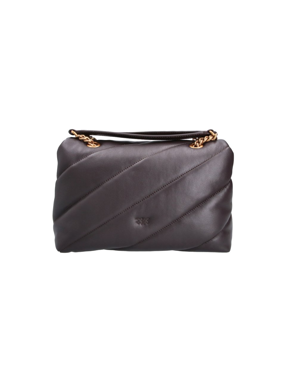 Pinko Padded Brown Leather Love Classic Puff Bag Bruin