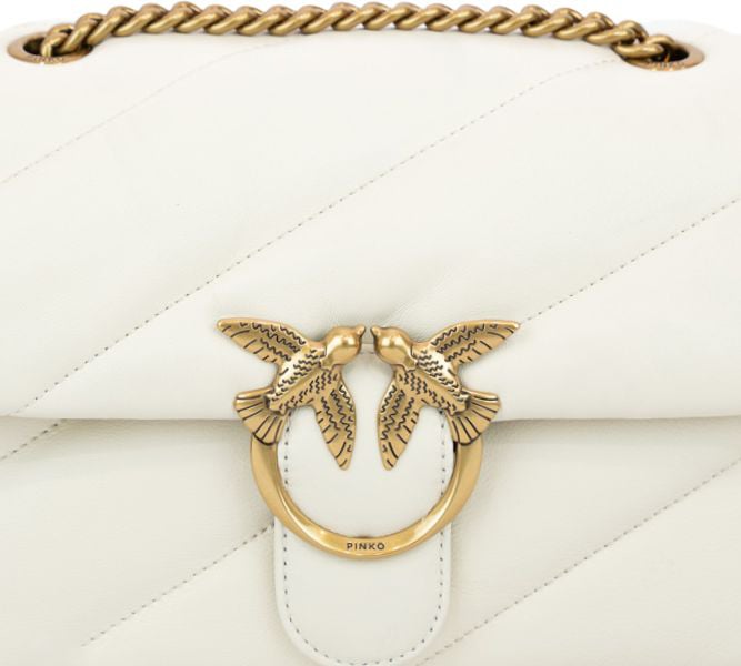 Pinko Bags Bianco Seta-Antique Gold Wit