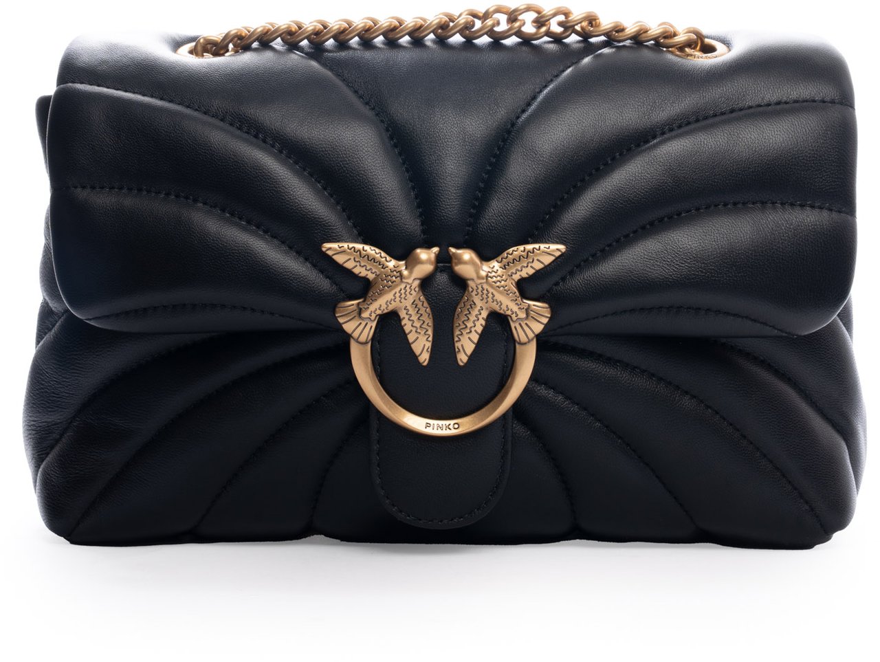 Pinko Love Puff Classic Cl Nero-Antique Gold Zwart