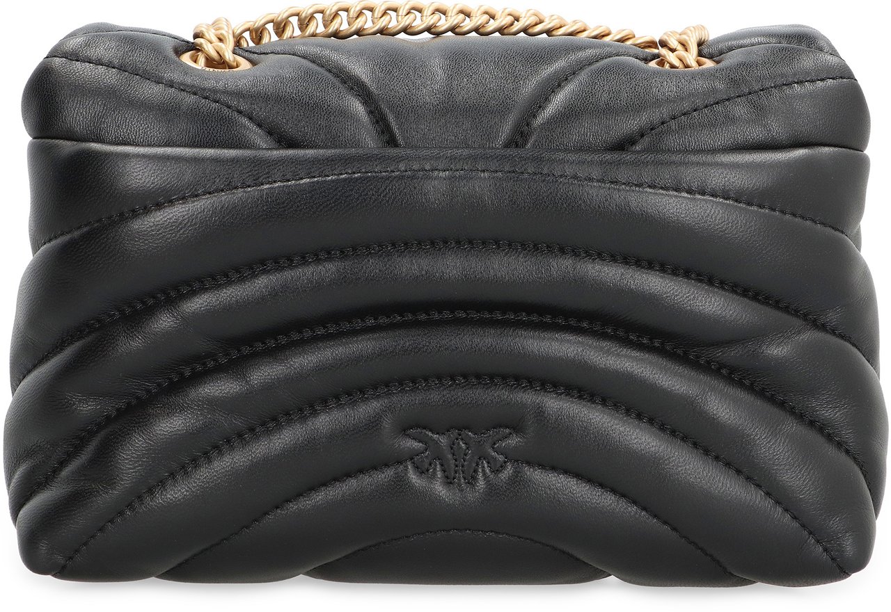 Pinko Love Puff leather mini crossbody bag Zwart