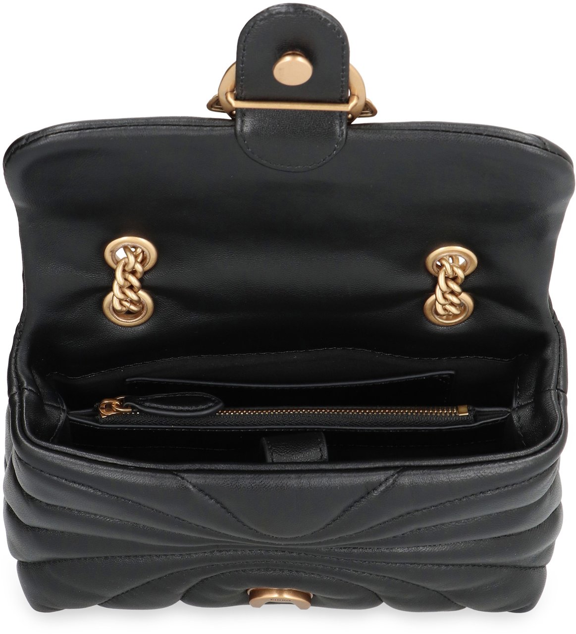 Pinko Love Puff leather mini crossbody bag Zwart