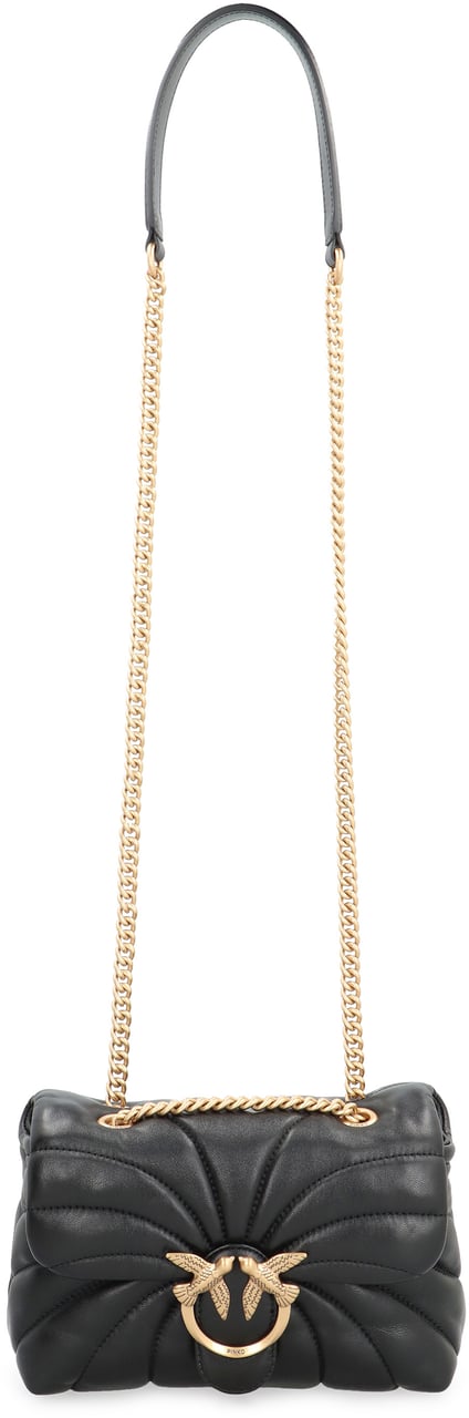 Pinko Love Puff leather mini crossbody bag Zwart