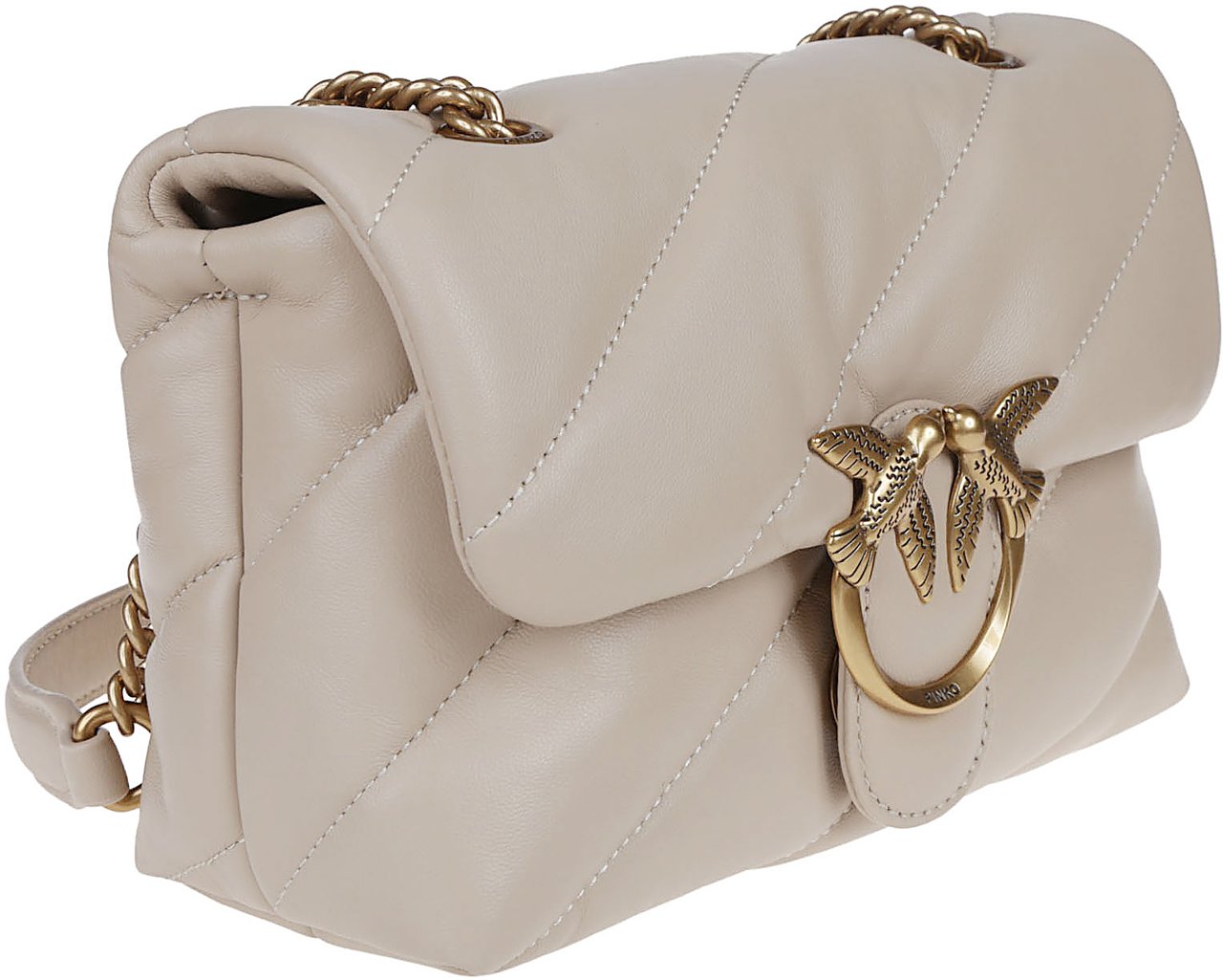 Pinko Love Mini Puff Maxi Quilt Bag Nude Beige