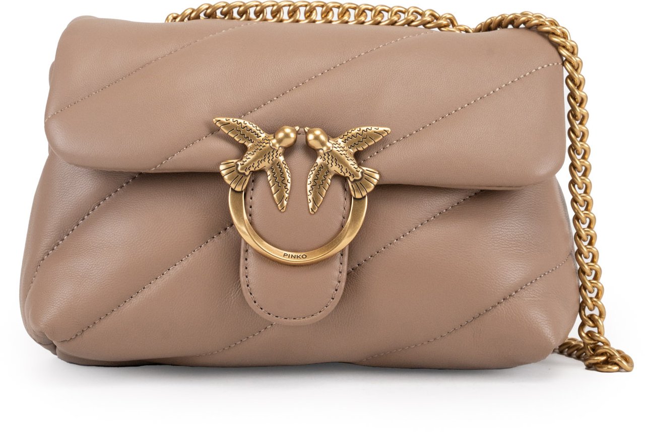 Pinko Love Puff Mini Cl Biscotto Zenzero-Antique Gold Beige