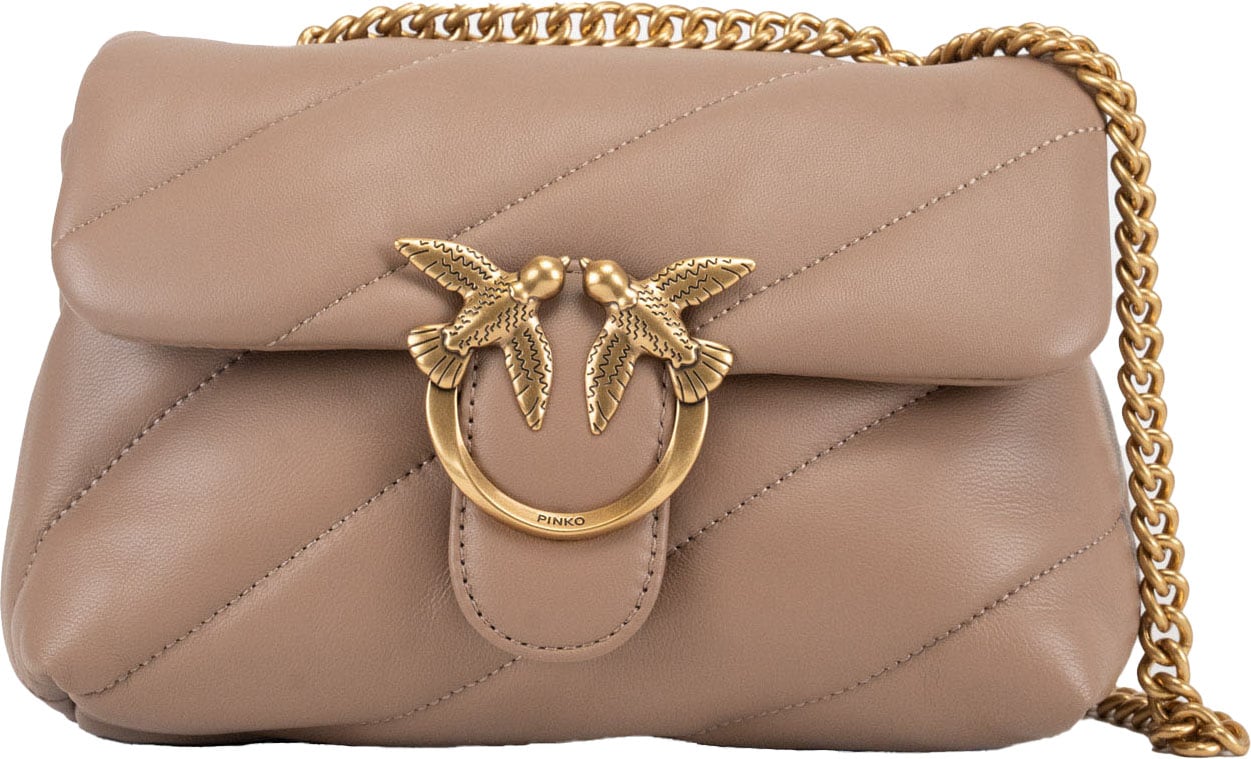 Pinko Love Puff Mini Cl Biscotto Zenzero-Antique Gold Beige