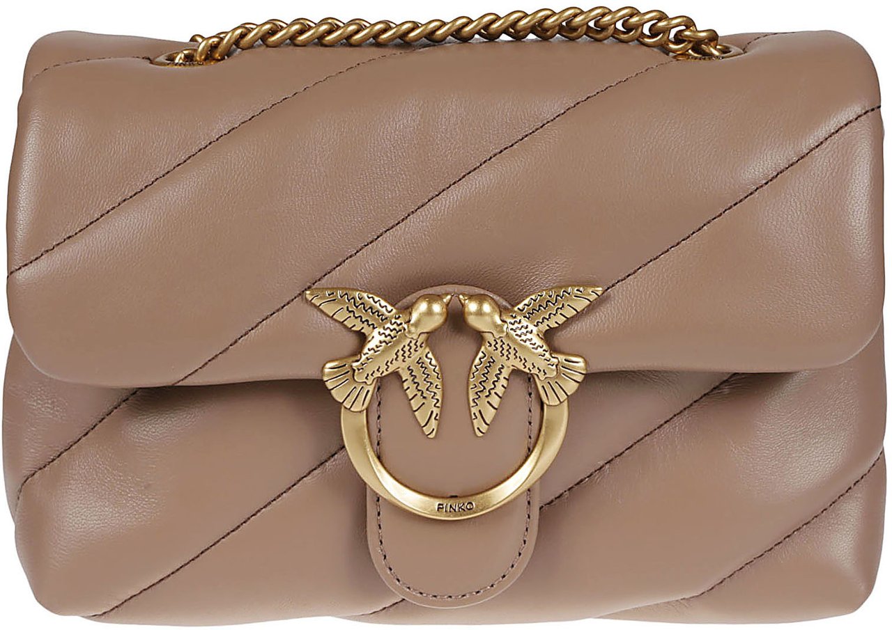 Pinko Love Mini Puff Maxi Quilt Bag Brown Bruin