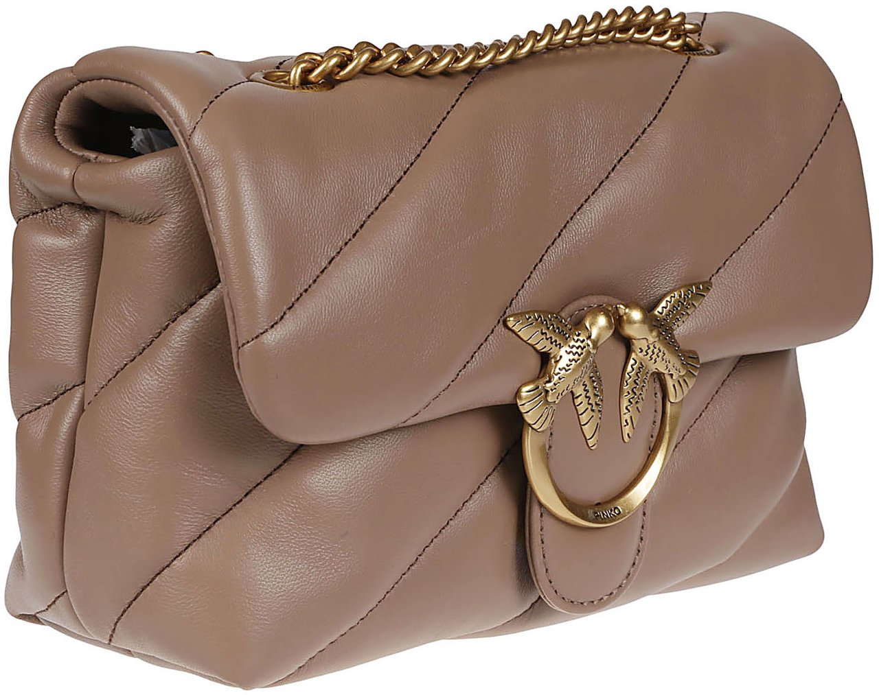 Pinko Love Mini Puff Maxi Quilt Bag Brown Bruin