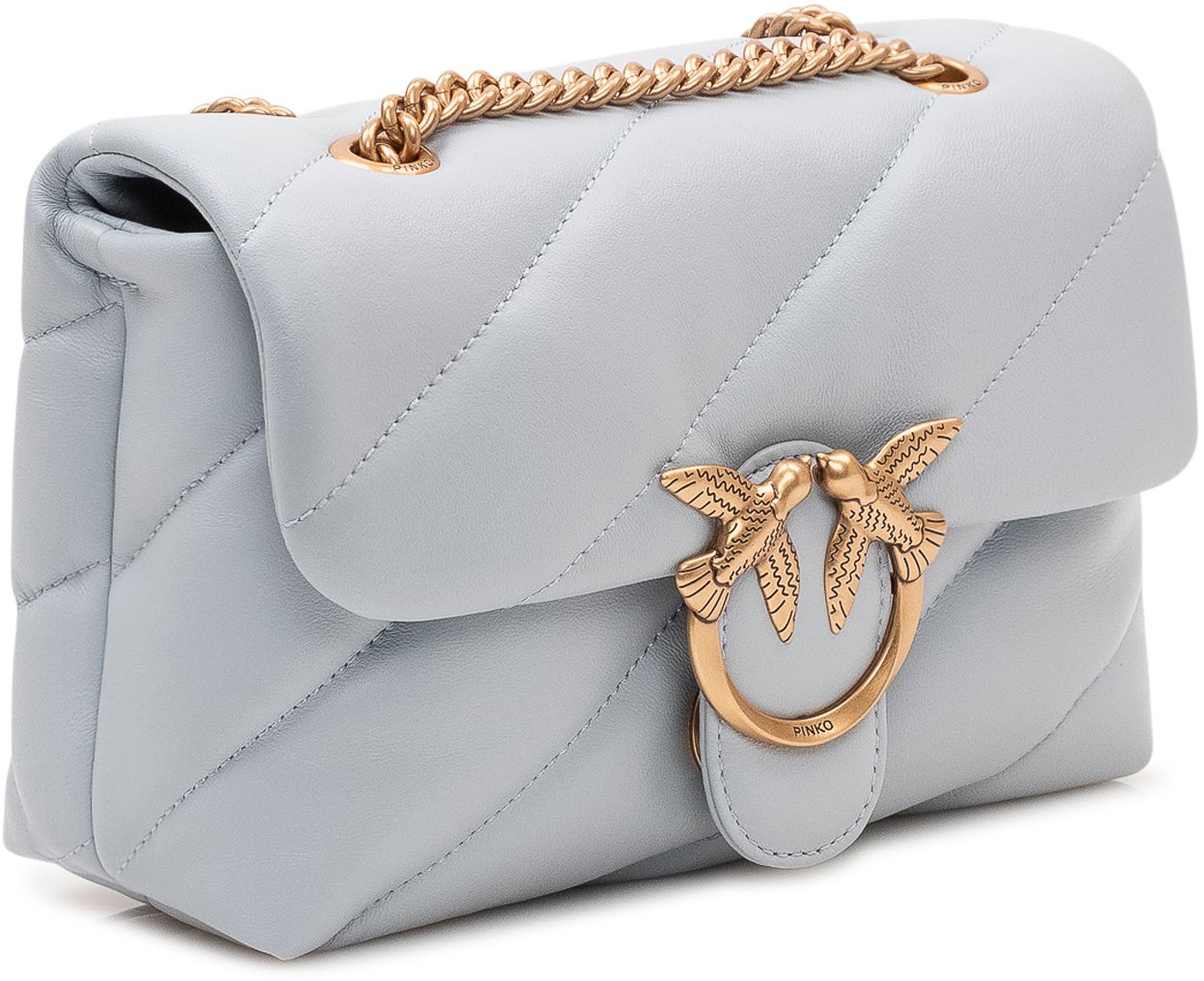 Pinko Borsa Love Puff Mini con Patta e Catena Lichtgrijs