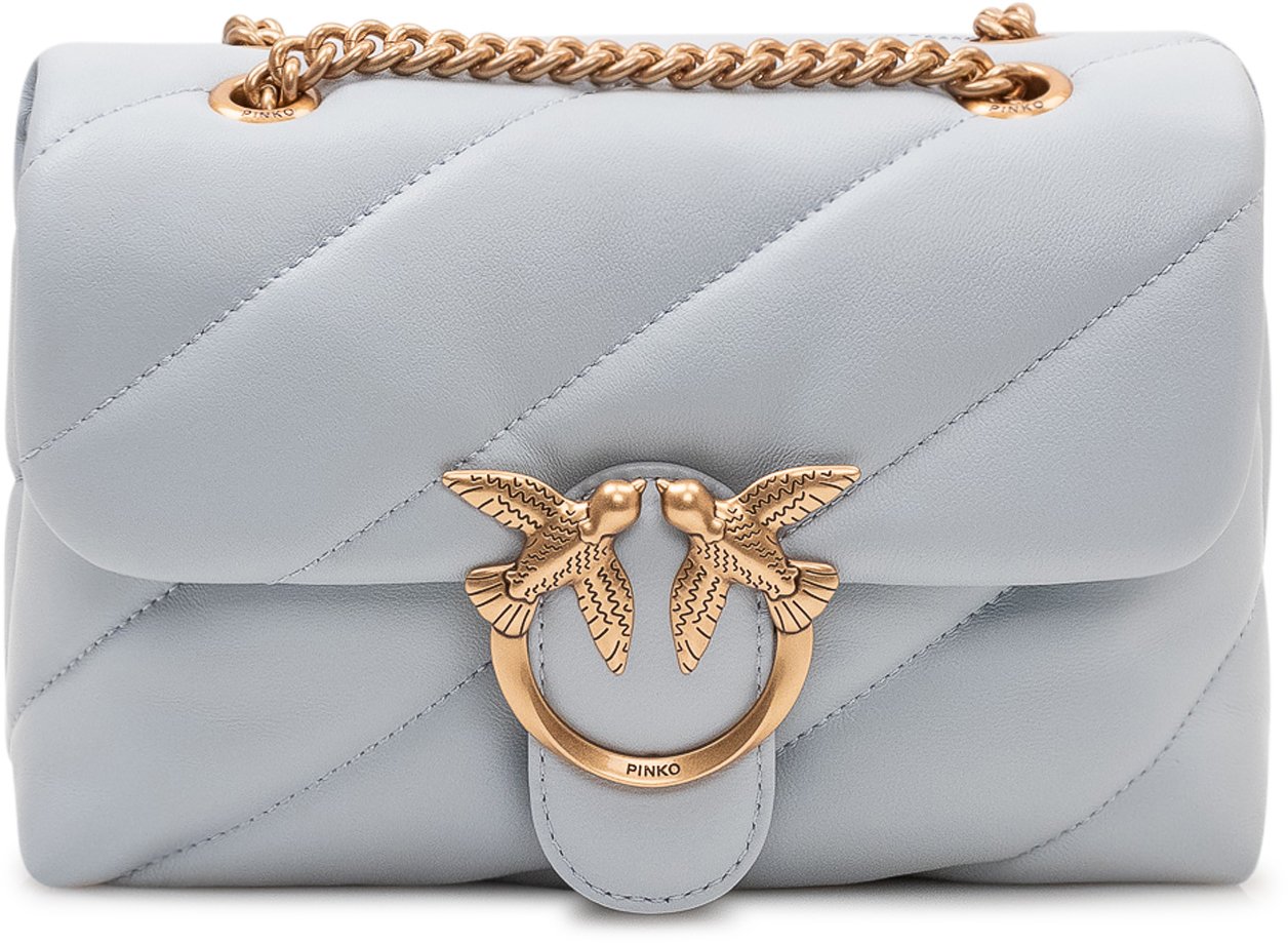 Pinko Borsa Love Puff Mini con Patta e Catena Lichtgrijs