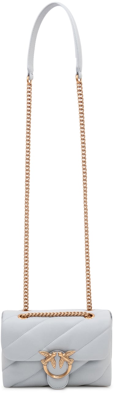 Pinko Borsa Love Puff Mini con Patta e Catena Lichtgrijs