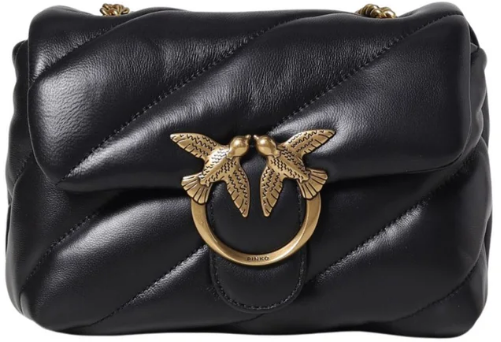 Pinko Love Puff Mini Cl Nero-Antique Gold Zwart