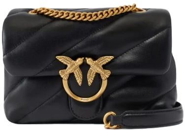 Pinko Love Puff Mini Cl Nero-Antique Gold Zwart