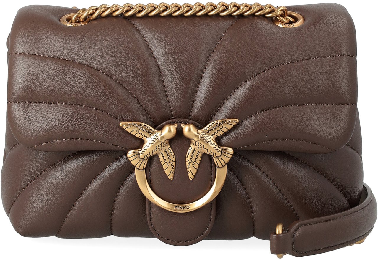 Pinko Love Puff Mini Cl Marrone Castano-Antique Gold Divers