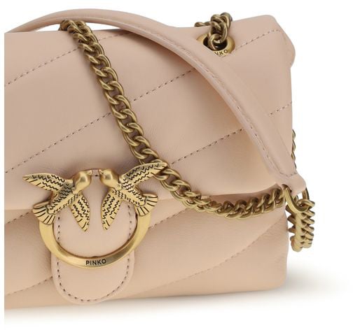 Pinko Pink Quilted Leather Mini Love Baby Puff Shoulder Bag Roze