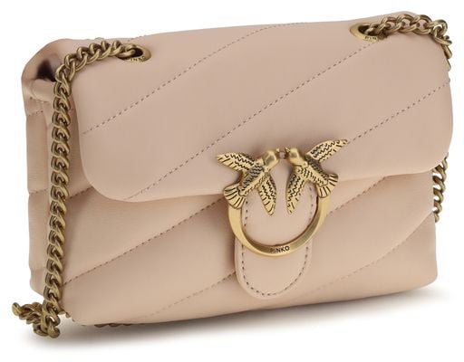 Pinko Pink Quilted Leather Mini Love Baby Puff Shoulder Bag Roze