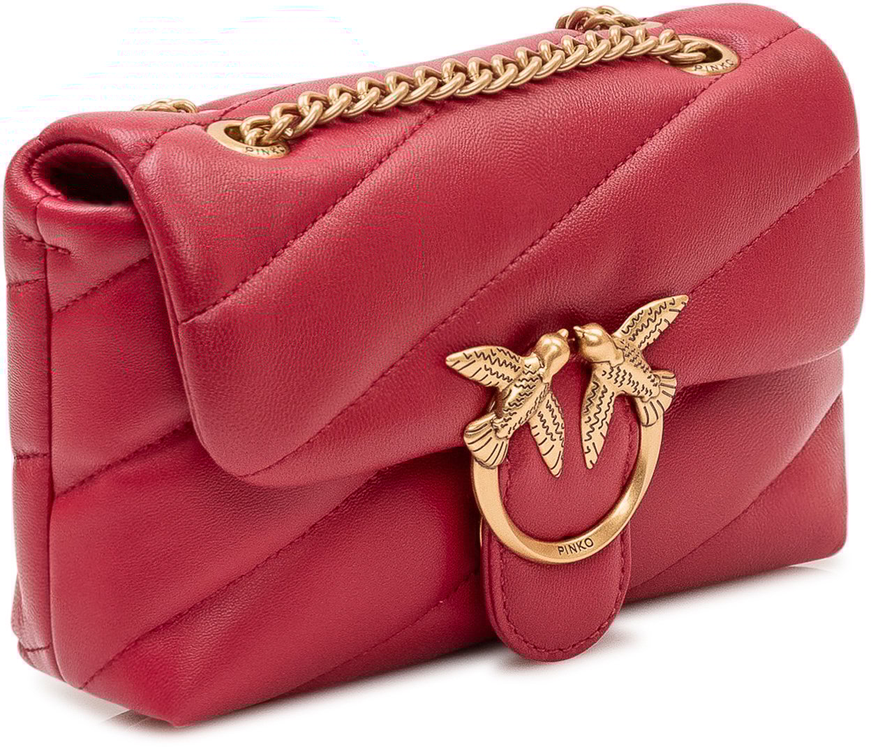 Pinko Borsa Love Puff Baby Trapuntata con Patta e Tracolla Rood