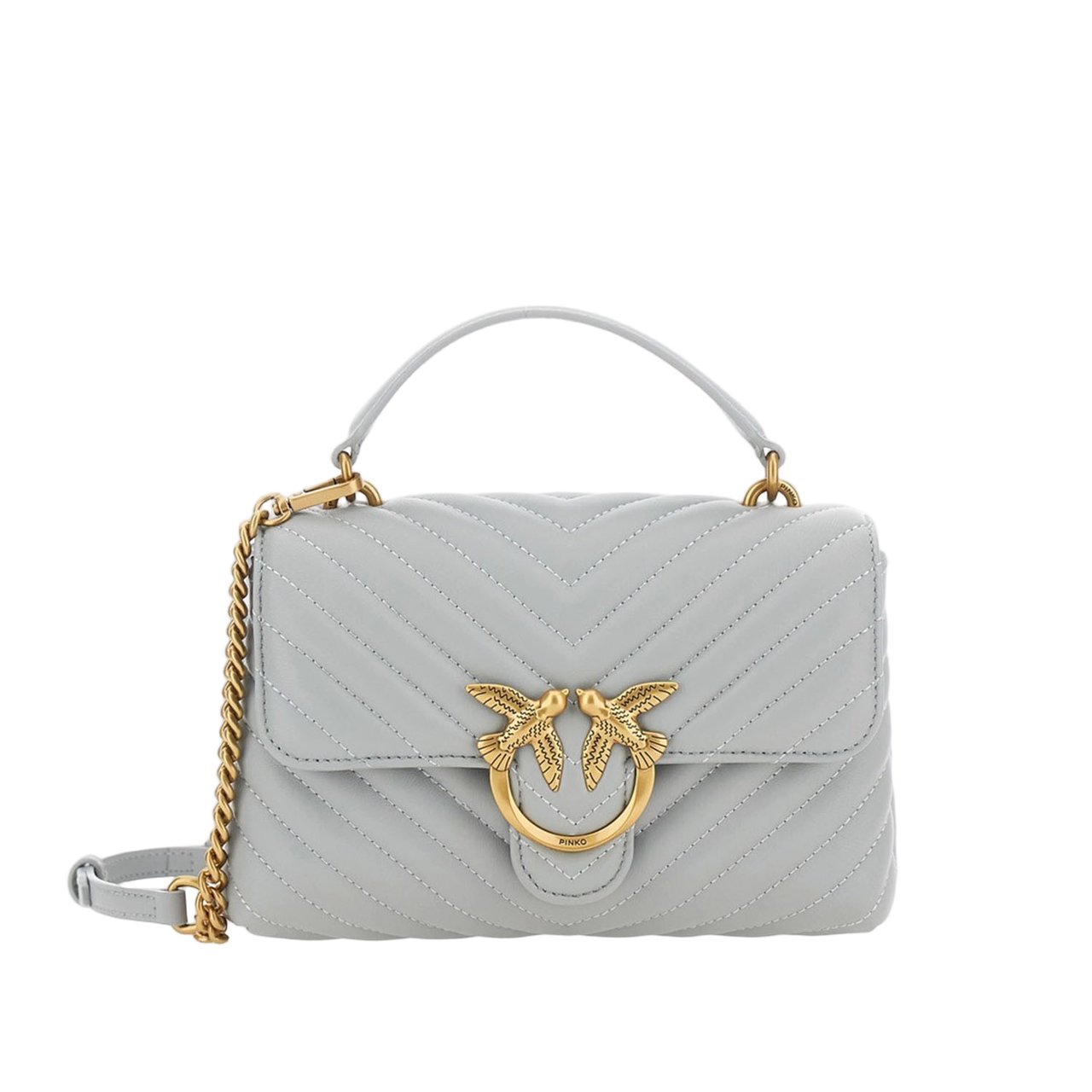 Pinko Gray Quilted Nappa Bag Wit