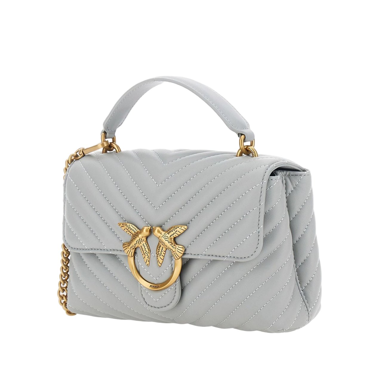 Pinko Gray Quilted Nappa Bag Wit