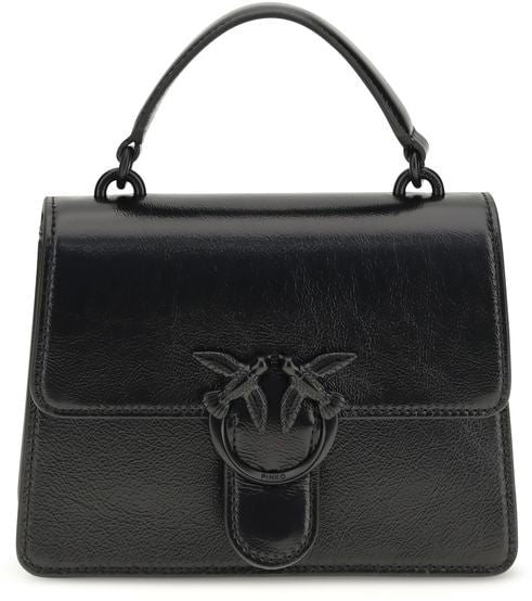 PINKO Black Goatskin Handbag Zwart