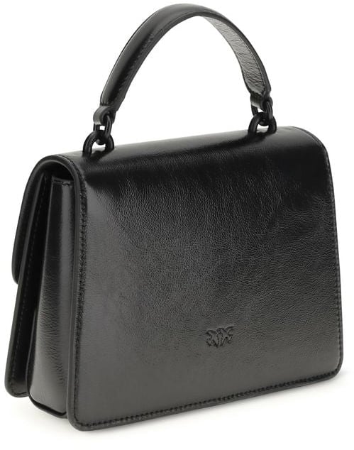 PINKO Black Goatskin Handbag Zwart