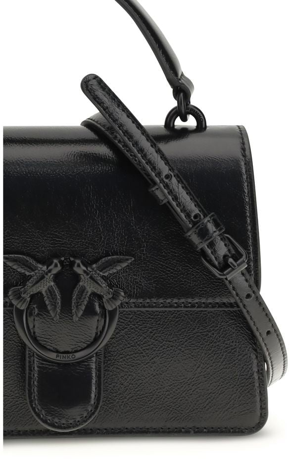 PINKO Black Goatskin Handbag Zwart