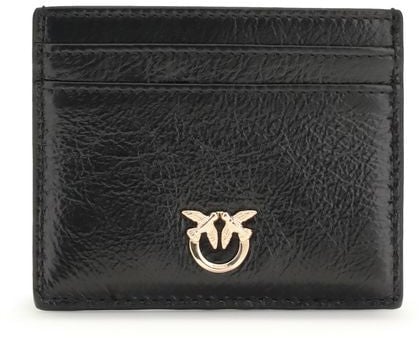 Pinko PINKO Black Calf Leather Bos Taurus Wallet Zwart