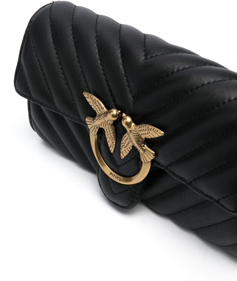 Pinko Love One Wallet C Nero-Antique Gold Zwart