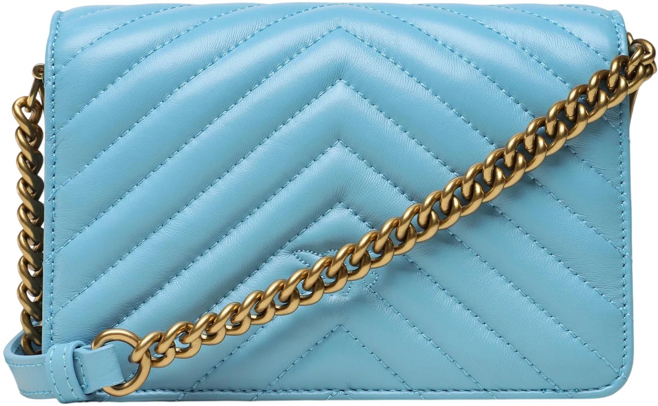 Pinko Love Click Mini Sheep Nappa Chevron Light Blue Blauw