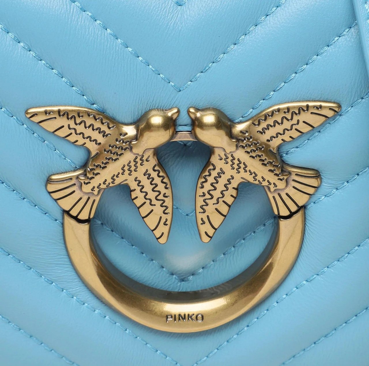 Pinko Love Click Mini Sheep Nappa Chevron Light Blue Blauw