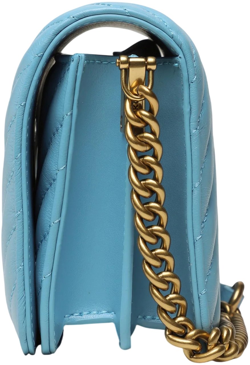 Pinko Love Click Mini Sheep Nappa Chevron Light Blue Blauw