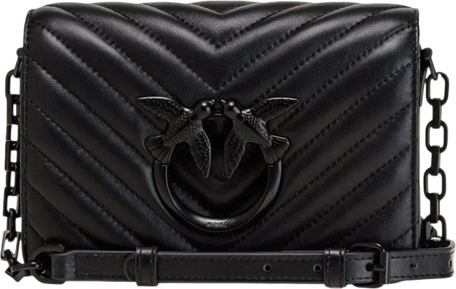 Pinko Love Click Mini Sheep Nappa Chevron Black Zwart