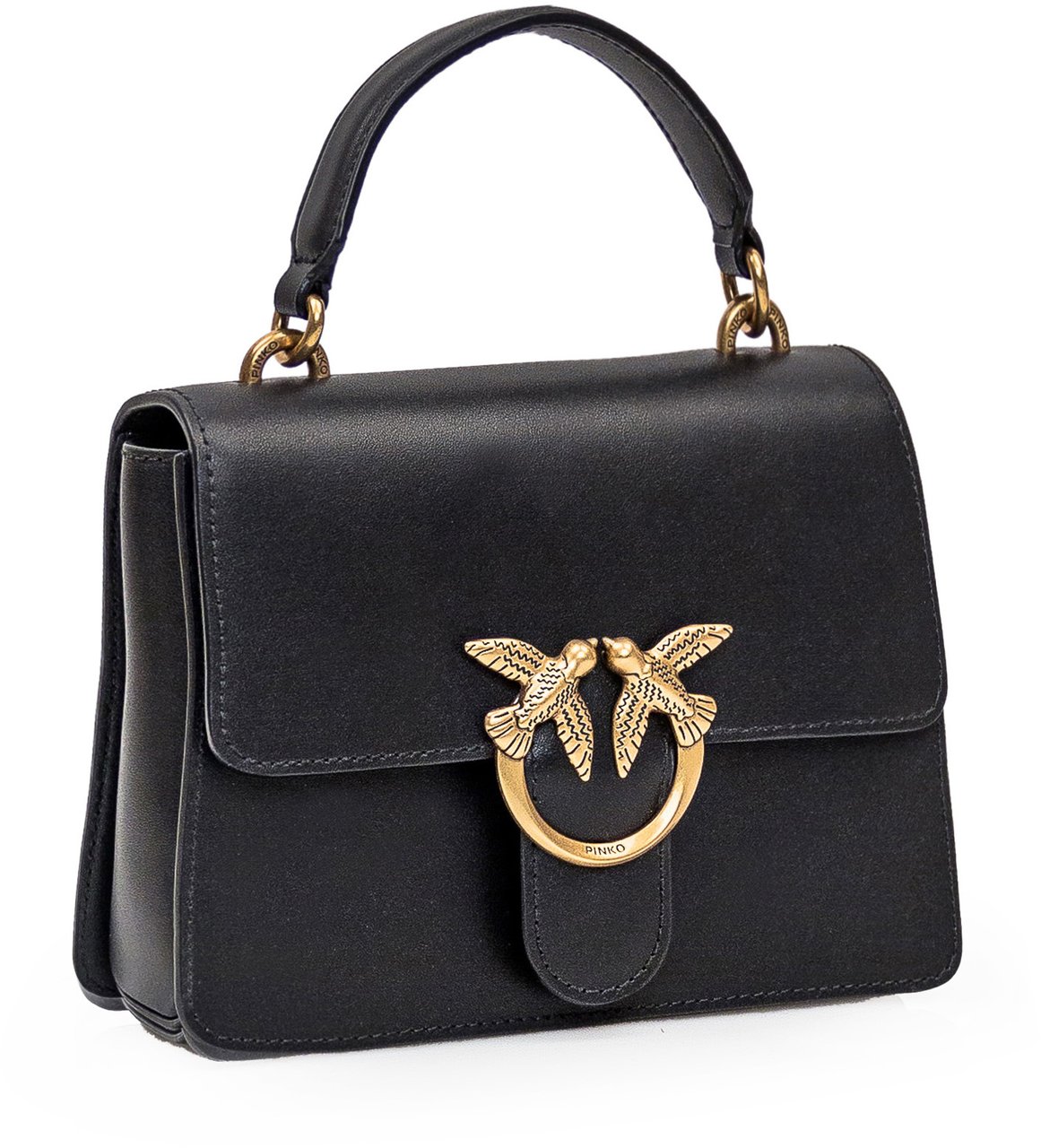 Pinko Love One Top Handle Mini Light Nero-Antique Gold Zwart