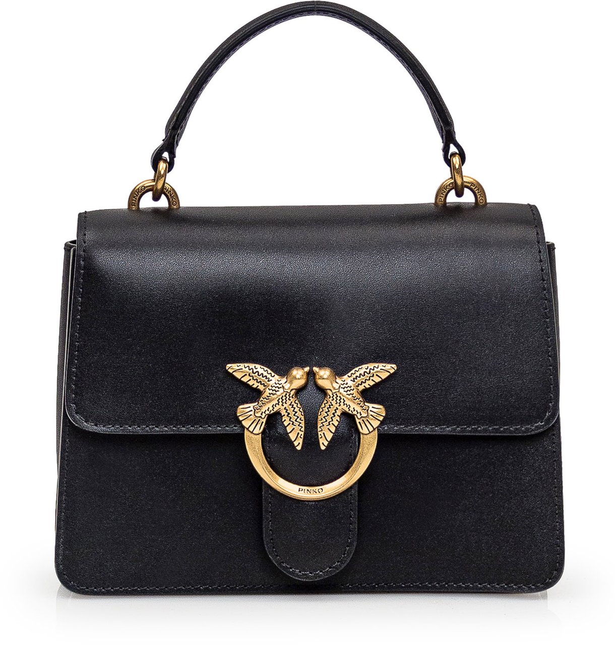 Pinko Love One Top Handle Mini Light Nero-Antique Gold Zwart