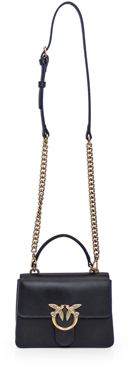Pinko Love One Top Handle Mini Light Nero-Antique Gold Zwart