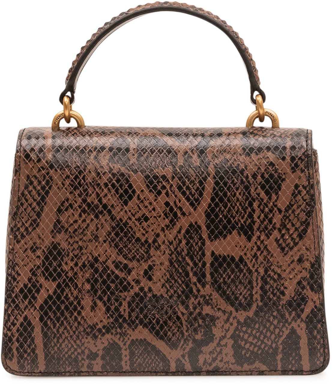 Pinko Borsa Love One Top Handle con Stampa Rettile Bruin