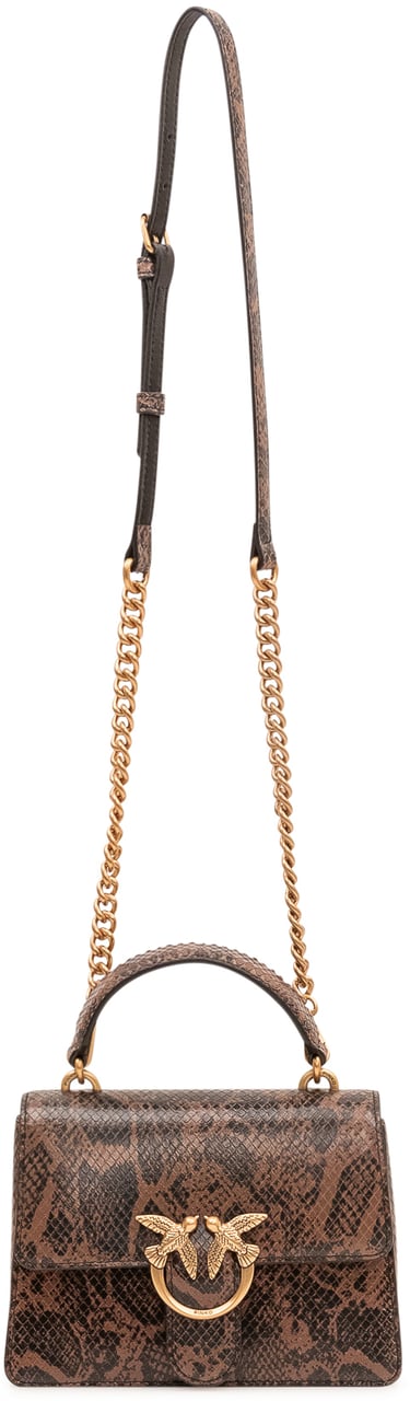 Pinko Borsa Love One Top Handle con Stampa Rettile Bruin