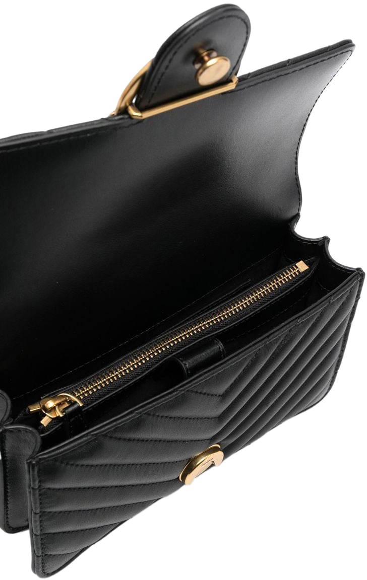 Pinko Love One Mini Dc Nero-Antique Gold Zwart