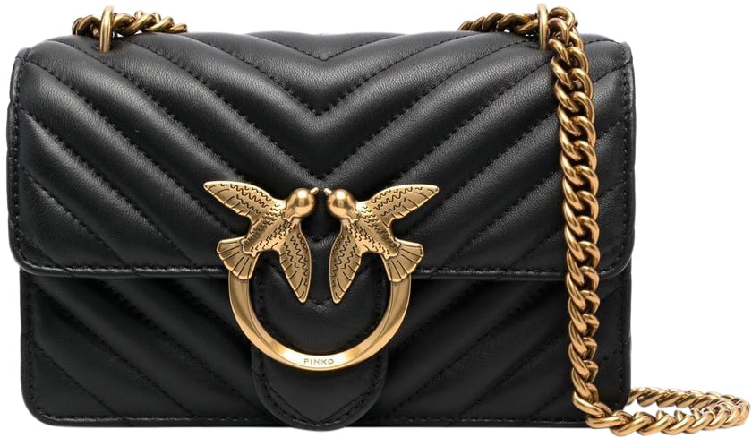 Pinko Love One Mini Dc Nero-Antique Gold Zwart