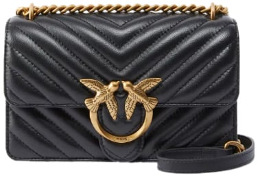 Pinko Love One Mini Dc Nero-Antique Gold Zwart