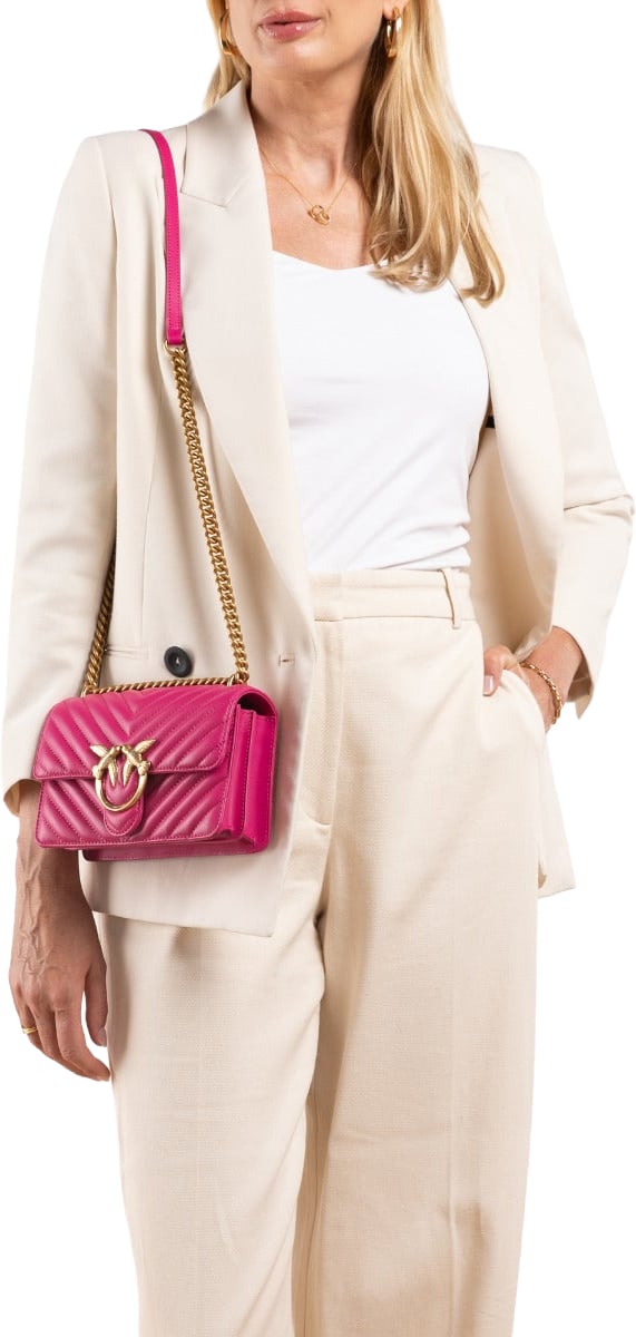 Pinko Love One Runderleer Crossbody Tas Roze