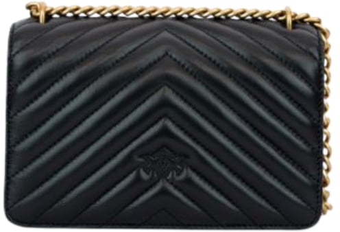 Pinko Love One Mini Dc Nero-Antique Gold Zwart