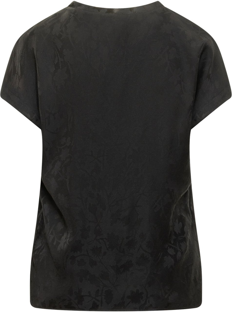 Pinko Blusa a Maniche Corte con Motivo Floreale Donkergrijs