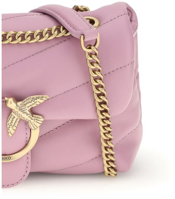 Pinko PINKO Purple Calf Leather Bos Taurus Shoulder Bag Roze