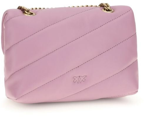 Pinko PINKO Purple Calf Leather Bos Taurus Shoulder Bag Roze