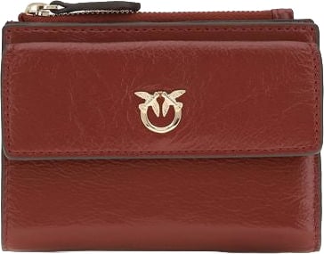 Pinko PINKO Bordeaux Calf Leather Bos Taurus Wallet Maroon