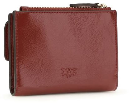 Pinko PINKO Bordeaux Calf Leather Bos Taurus Wallet Maroon