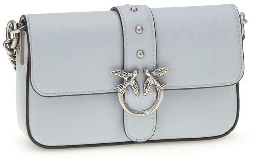 Pinko PINKO Blue Calf Leather Bos Taurus Shoulder Bag Blauw