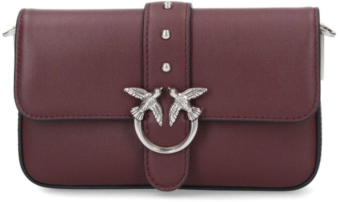 Pinko Burgundy Love Bag Slouchy Leather Bag Maroon